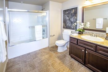 Shower Enclosures at Le Blanc Apartment Homes, Canoga Park, 91304